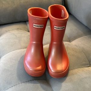 Kids Nebula Orange Hunter Rain Boots. Size UK6/US7.